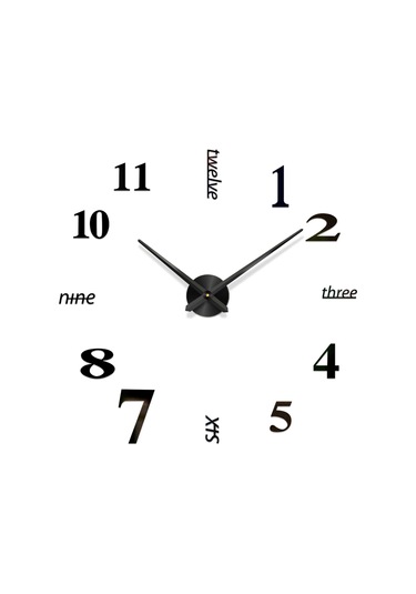 Maiyame Büyük Boy Siyah 3d Duvar Saati - Plastik+akrilik Dıy Dekoratif Saat, 25.5-47 İnç Ayarlanabilir, Zarf:40 14 8 Cm, Aa Pil Dahil Değil Siyah