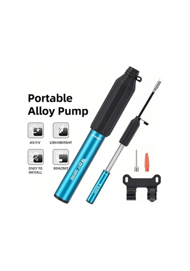 Geeksen Alüminyum Bisiklet Pompa, 120psı, Taşınabilir, Hızlı Şişirme, Vantilatörlü, Mavi, Bisiklet Malzemesi Çok Renkli