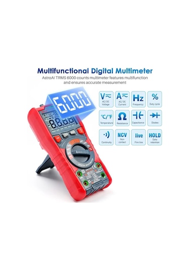 Astroai Dijital Multimetre Trms 6000 Counts Test Cihazi M6kor