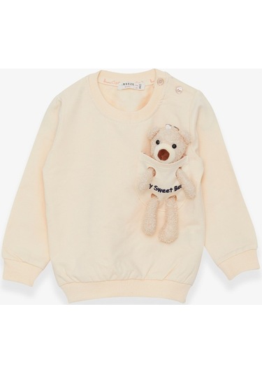 Breeze Kız Çocuk Sweatshirt Ayıcık Aksesuarlı 1.5-5 Yaş, Krem (556838369) Çok Renkli