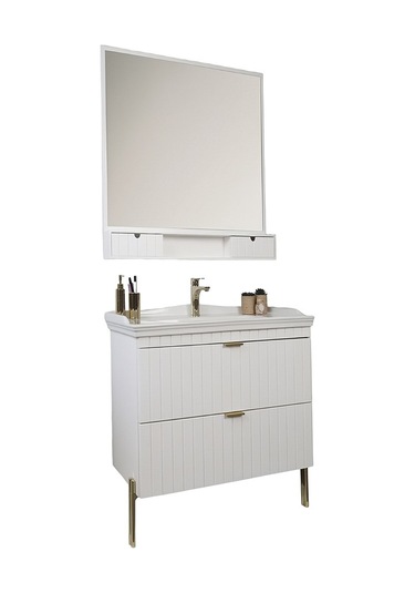 Kobos Noble 80 Cm Banyo Dolabı Seti Bianco Beyaz