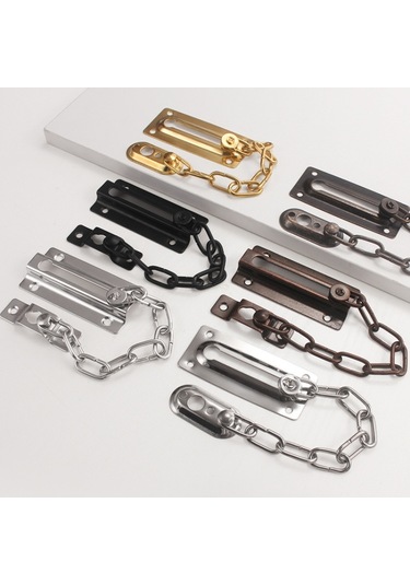 Güvenlik Kapı Zinciri Hırsızlık Anti-ev Kapı Cıvatası Mandal Pencere Zinciri Kilidi, Boyut:yuvarlak Gümüş