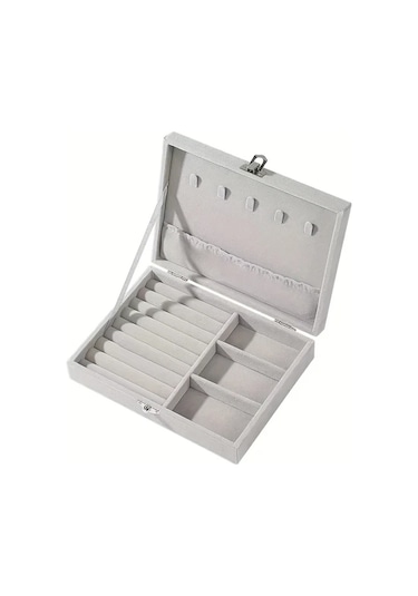 Elmpaly 1 Adet Vintage Açık Bej Kutu Kilitli Kutu Yumuşak Kadife Astarlı Mücevher Kutusu