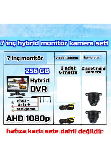 7''dvr Ekran 2 Ad 150 Derece Geniş Açı Ultra Mini Ahd Kamera Seti