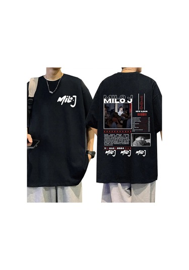 Dshztooma Rapçi Milo J166 Albümü T-shirt Erkek Kadın Hip Hop Pamuk Rahat Kısa Kollubej Bej