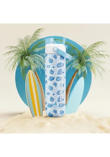 Willowhaven Mavi Deniz Kabuğu Desenli 26 Oz Su Sürahisi Yemek Dostu Bulaşık Makinesi Güvenli mavi