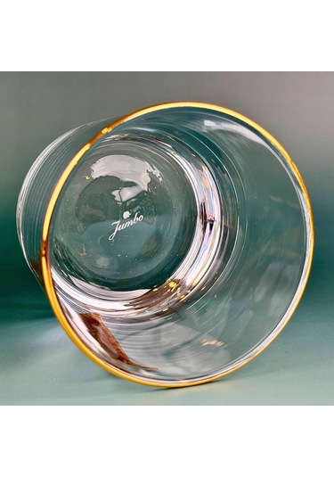 Perlotus İ Harfli Gold Altın Yaldızlı Viski Kadeh Bardak Jumbo Serisi Şeffaf