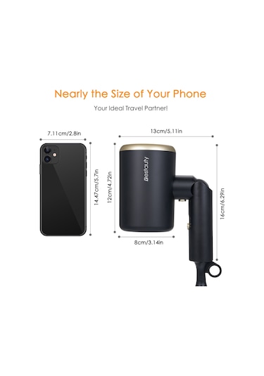 Moveevo Katlanabilir Saç Kurutma Makinesi Güçlü Saç Kurutma Makinesi Otel Kuaför Salonu Için Uygundur