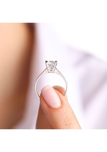 Beyaz Altın Tektaş Yüzük 531321791