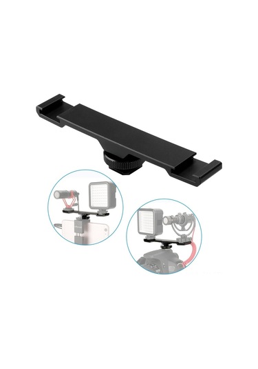 Teltree Ulanzi Pt-2 Cnc Aluminyum Çift Hot Shoe Uzantı Barı - Mikrofon Ve Led Işık İçin Profesyonel Video Çekimi, Tripod Uyumlu
