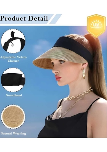 Londonstore Kadın Hasır Vizör Şapka Camel