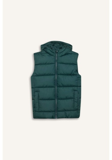 Defacto Erkek Çocuk Su İtici Kapüşonlu Yelek C4334a825augn155 Yeşil