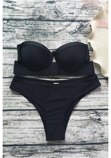 Angelsin Siyah Straplez Bikini Takım (402450014)