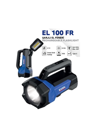 Exen El 100 Fr - 3.7v 4ah 600 Lümen Şarjlı El Feneri