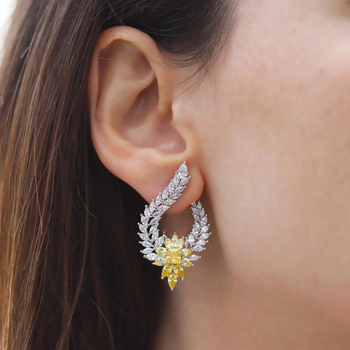 Damla Festival Sitrin Taşlı Gümüş Küpe Gümüş