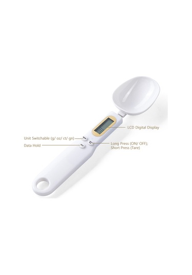 Lemestar Beyaz Dijital Kaşık Terazi, Lcd Ekranlı, 500g/0.1g Hassasiyet, Ağırlık Kaldırma, Veri Kilidi, Birim Dönüştürme, Kahve/un/yoğurt Ölçümü, Gömülü Pil Cr2032 Beyaz