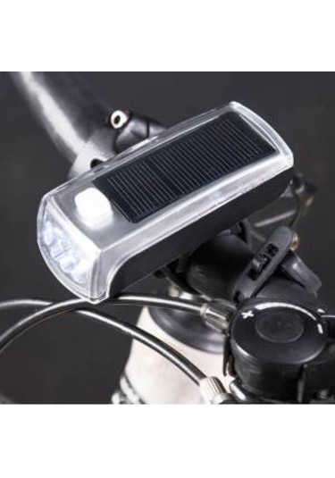 Bisiklet Ön Far Usb-Güneş Enerjili-Kornalı Açık Gri