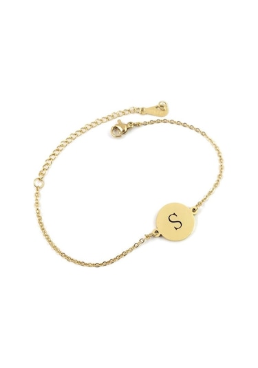 Kadın Paslanmaz Çelik Alfabe İlk Pretty Zarif Moda Şık Bilezik Mektup Zinciri Basit Paslanmaz Çelik Nedime S Altın