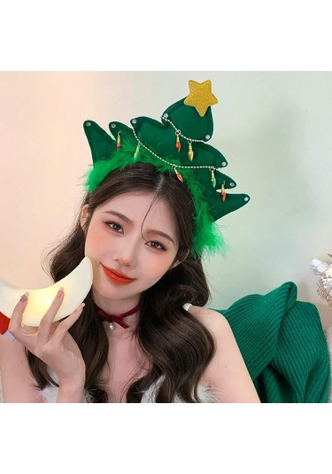 Noel Kafa Bandı Noel Ağacı Kafa Bandı Yeşil Saç Halkası Tatil Partisi Kostümü Saç Aksesuarı Kadınlar Kızlar İçin, 24,8 21 Cm Çok  Renkli