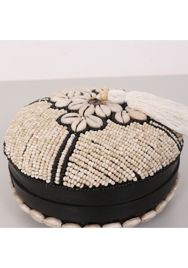 Bali Boncuklu Bambu Saklama Kutusu L 20x12 Cm