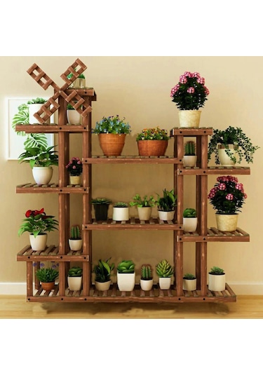 Alandekor Eskitme Ahşap Dekoratif Çiçeklik Saksılık Balkon Bahçe Standı (449235035) Ceviz