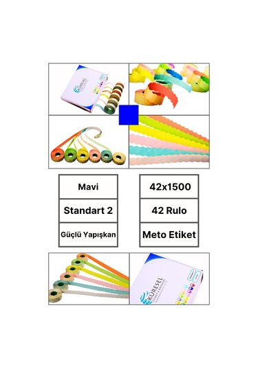 Meto Etiket Mavi 42 Rulo 42x1500 S2 Fiyat Etiketi Tabanca Etiketi 1