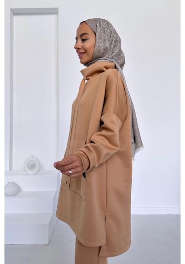 Kahijab Kanguru Cep Scuba Takım - Camel