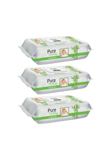 Pure Baby Wipes Organic Bambu Islak Havlu Mendil 90 Yaprak 3'lü