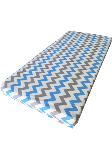 Çocuk Yatağı 60x120x6 Cm Vip Oyun Parkı Sünger Yatak Bebek Yatağı-mavi Gri Zikzak