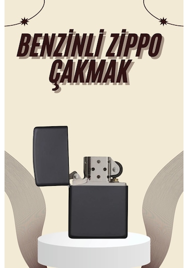 Mey İthalat Çakmak Parlak Siyah Benzinli Çakmak Cep Boy Doldurulabilir
