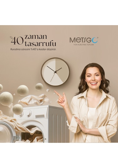 Metsgo Yün Kurutma Topu - Doğal Yumuşatıcı- Kırışık Giderici - Kurutma Makinesi İçin 9 Adet