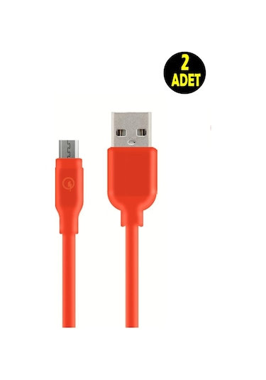 2 Adet Kırmızı 2 Amper Micro Usb Android Cep Telefonu Şarj Data Kablosu