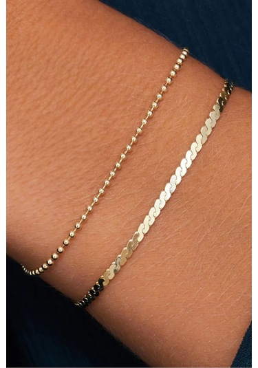 Azuris Silver 925k Gümüş Serpantin Ve Toplu Zincir Bileklik Gold