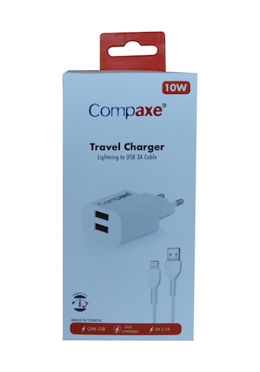 Compaxe Cta-521dıu 5v 2.1a 10w 2usb 1mt Usb 3.0 Ev Şarj Kafa + Li