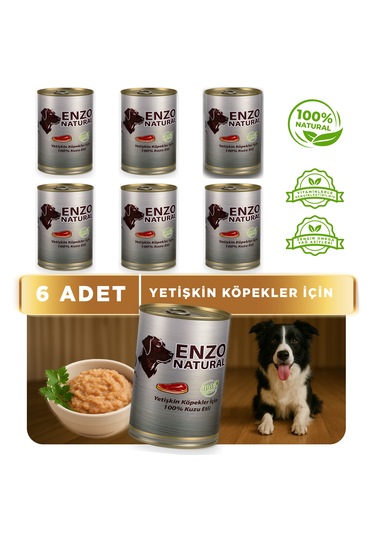 Enzo Natural Kuzu Etli Yaş Köpek Maması 410 Gr X 6