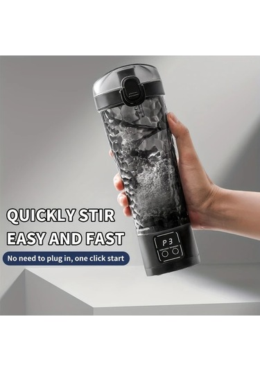 Dream011 Siyah Vintage Otomatik Karıştırıcılı Digital Bardak, Usb Şarjlı 1300mah Seyahat Termosu