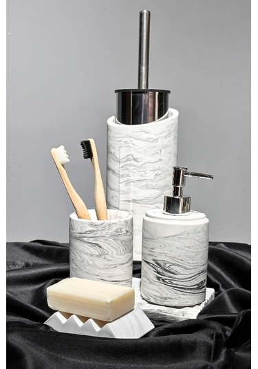 Betonmall Marble Serisi Mermer Efekt Beton Banyo Seti Gri