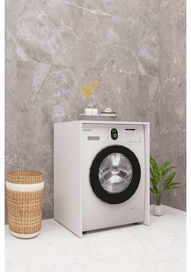 Mdf Çamaşır Makinesi Dolabı Beyaz