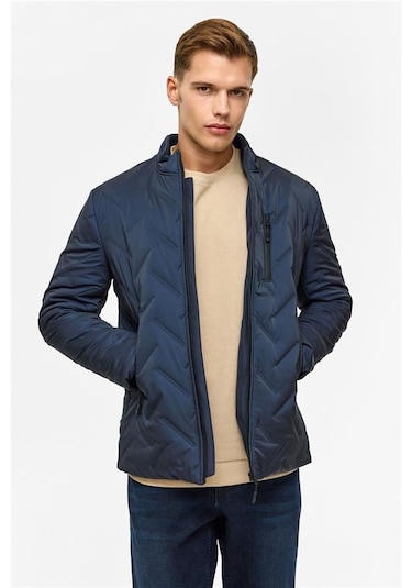 SÜVARİ Lacivert Slim Kapitone Mont Lacivert