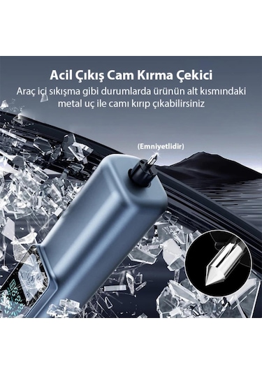 Coofbe 150ps 6000mah 4in1 Emniyet Kemer Kesici Cam Kırıcı Araç Lastik Şişirme Pompası Komprosor Powerbank