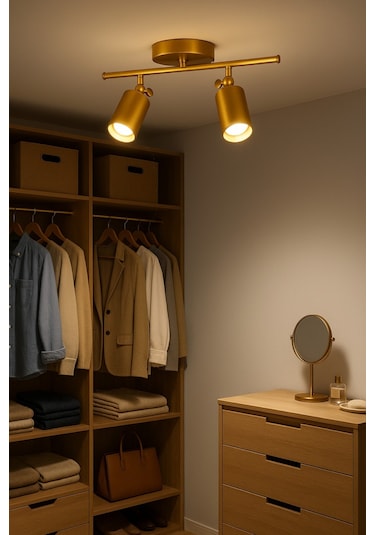 Spoti 2'li Eskitme Renk Gün Işığı Modern Tasarım Cafe - Mutfak - Banyo Spot Ledli Sıralı Avize Eskitme