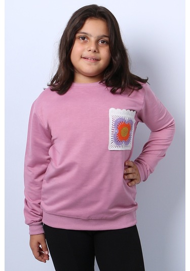 Kız Çocuk Sweat Ribanalı Cepli C43 Pembe