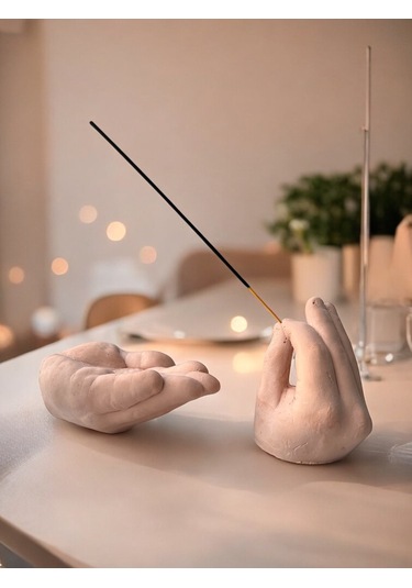 El Formunda Beton Tütsülük Ve Dekoratif El Objeleri - Minimalist El Yapımı Tütsü Standı Tasarım