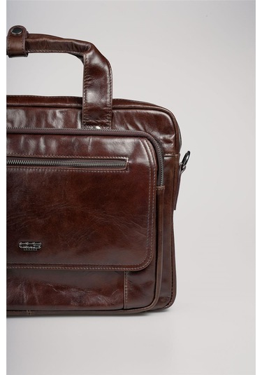 Ççs 71473 Hakiki Deri Evrak Çantası Kahve