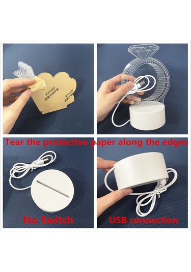 Youmex 3d Led Gece Lambası, Dokunmatik Ve Uzaktan Kumanda İle 16 Renkli Mod, Usb/pil Besleme, Akrilik Işık Kılavuzu Diğer