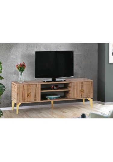Bera Ceviz - Gold Duygu Tv Sehpası Ceviz