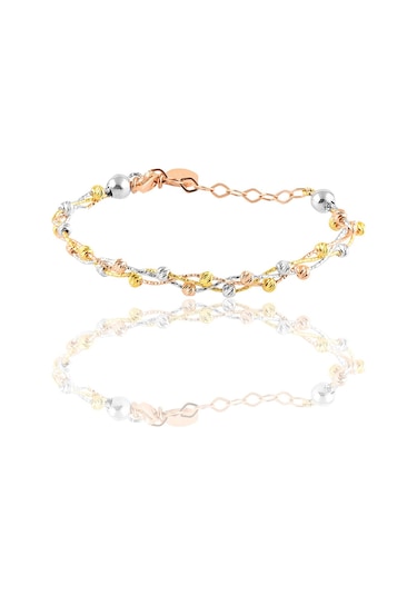 Gümüş Dorissa Altın Yaldızlı Gümüş Bilezik Barcode Rose Gold - Gümüş