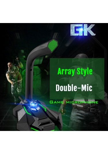 GK Masaüstü 3.5mm Kablolu Çift Kondenser Mikrofonu Kırmızı