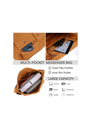 Skycity Erkek Ve Kadın İçin Günlük Kullanım Çapraz Çanta, Büyük Kapasiteli Sade Desenli Kumaş Sırt Çantası, Ayarlanabilir Omuz Askısı Kahverengi