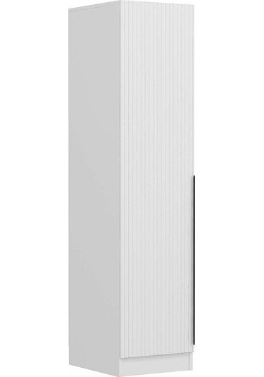 Minar Kale 1 Kapaklı Dolap Beyaz - Beyaz Çizgili Mebran 210cm
